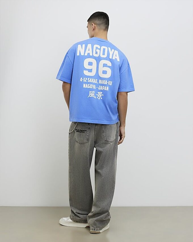 Blå Nagoya 96 T-shirt i oversized-passform