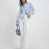 Blå organza-blus med prickar