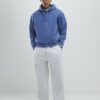 Blå oversized hoodie med japansk orm