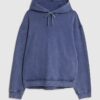 Blå oversized hoodie med japansk orm