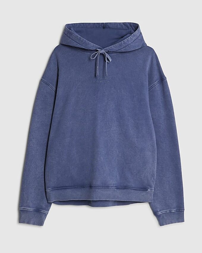 Blå oversized hoodie med japansk orm