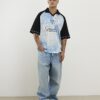 Blå oversized mesh-polotröja