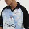 Blå oversized mesh-polotröja
