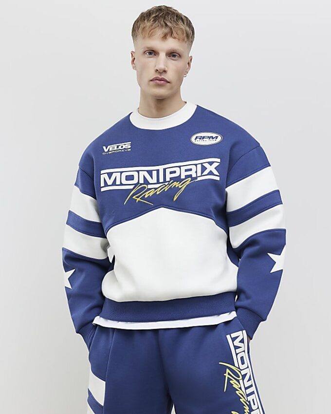 Blå oversized-passformad Mont Prix-tröja