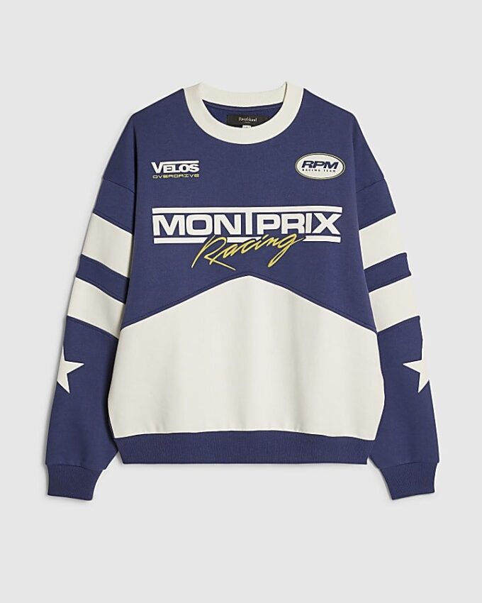 Blå oversized-passformad Mont Prix-tröja