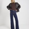 Blå Palazzo-jeans med hög midja och framfickor Blå Palazzo-jeans med hög midja och framfickor