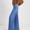 Blå Palazzo-jeans med hög midja och framfickor Blå Palazzo-jeans med hög midja och framfickor