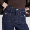 Blå Palazzo-jeans med hög midja och framfickor Blå Palazzo-jeans med hög midja och framfickor