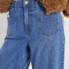 Blå Palazzo-jeans med hög midja och framfickor Blå Palazzo-jeans med hög midja och framfickor