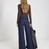 Blå Palazzo-jeans med hög midja och framfickor Blå Palazzo-jeans med hög midja och framfickor