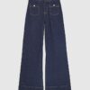 Blå Palazzo-jeans med hög midja och framfickor Blå Palazzo-jeans med hög midja och framfickor