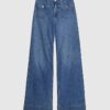 Blå Palazzo-jeans med hög midja och framfickor Blå Palazzo-jeans med hög midja och framfickor
