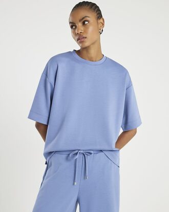 Blå Premium kortärmad Boxy Fit T-shirt