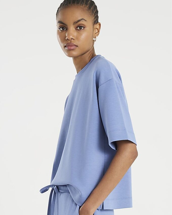 Blå Premium kortärmad Boxy Fit T-shirt
