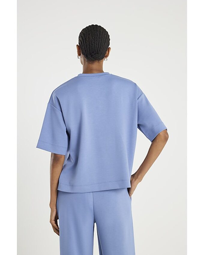 Blå Premium kortärmad Boxy Fit T-shirt