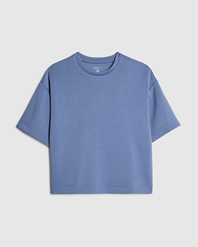 Blå premium-T-shirt med boxig passform