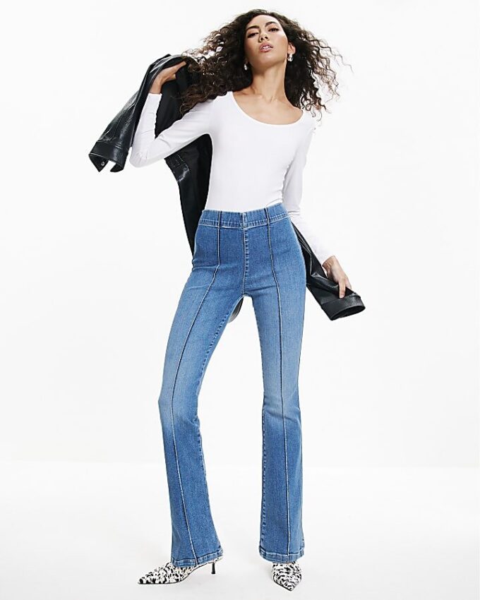 Blå Pull-On Sculpt Flared Jeans Blå Pull-On Sculpt Flared Jeans