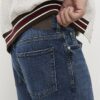 Blå raka tvättade jeans Blå raka tvättade jeans
