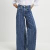 Blå randiga jeans med vida ben Blå randiga jeans med vida ben
