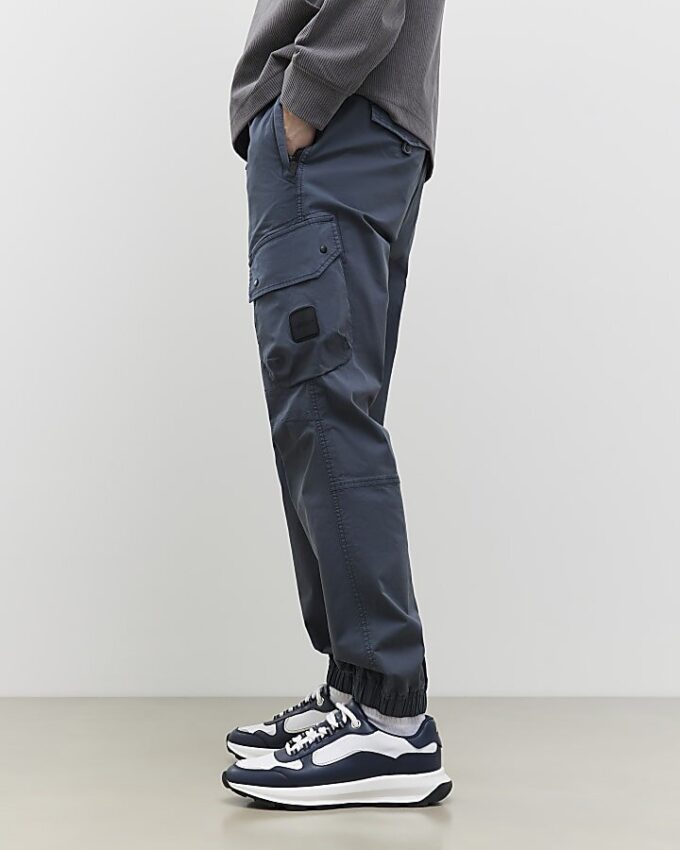 Blå Regular Fit Cargo Trousers