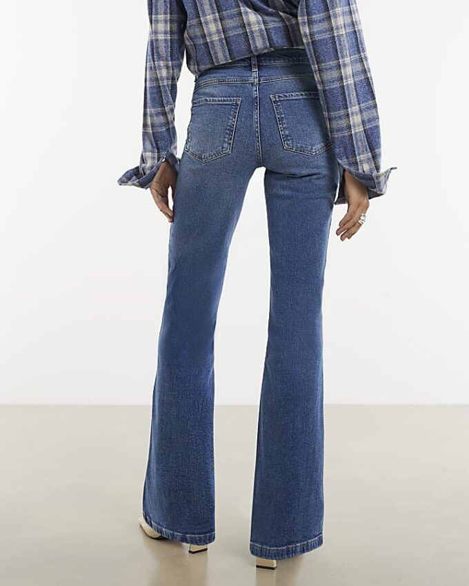 Blå Relaxed Flare Jeans