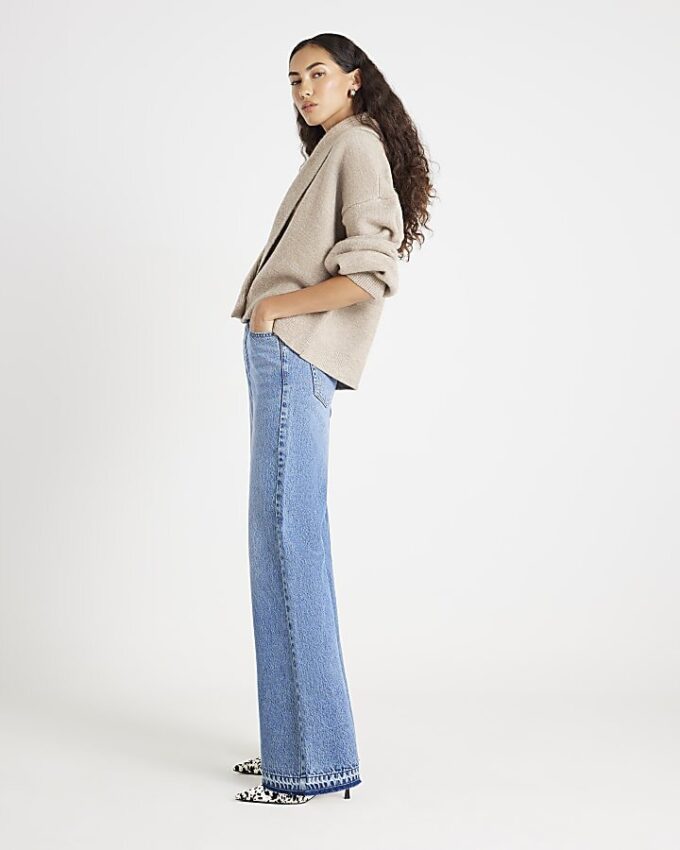 Blå Relaxed Straight Jeans