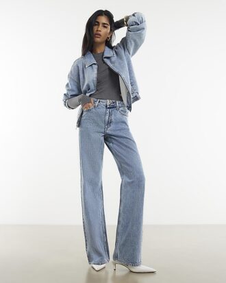 Blå Relaxed Straight Jeans
