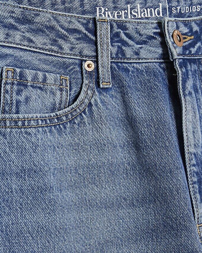Blå Relaxed Straight Jeans