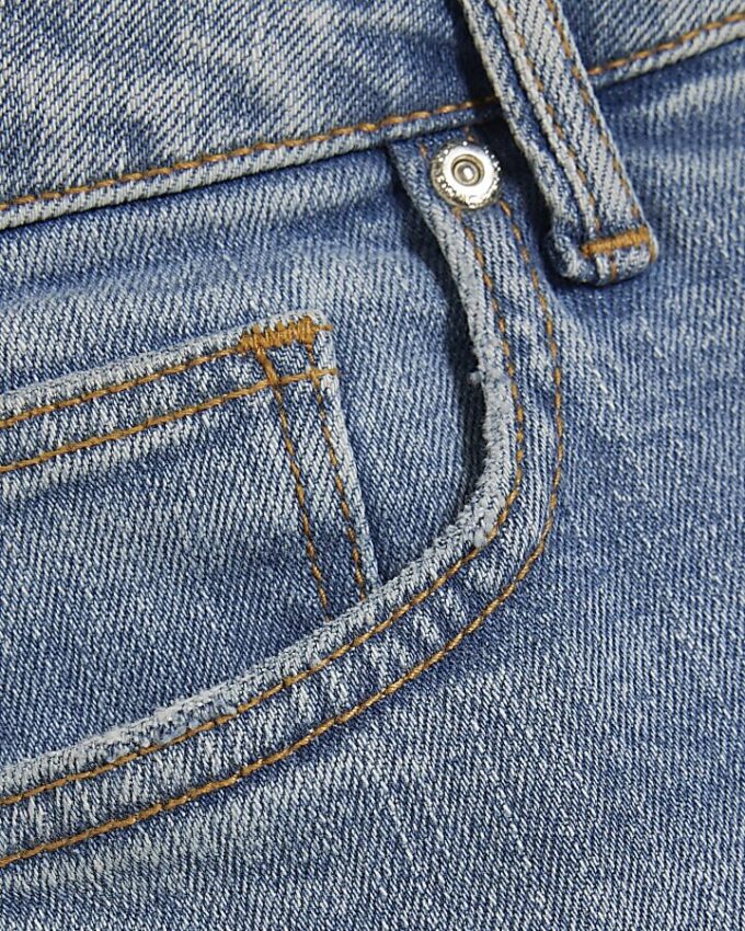 Blå Relaxed Straight Jeans