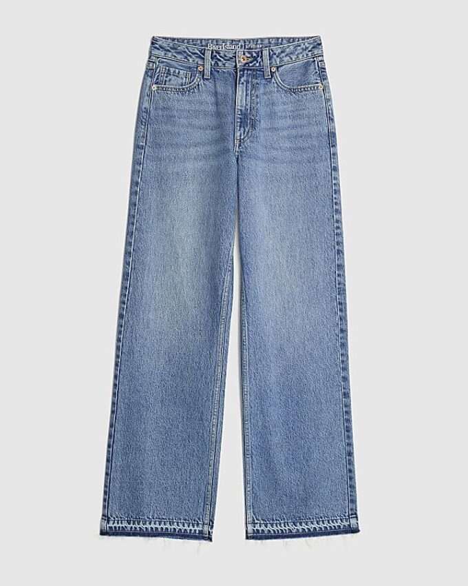 Blå Relaxed Straight Jeans