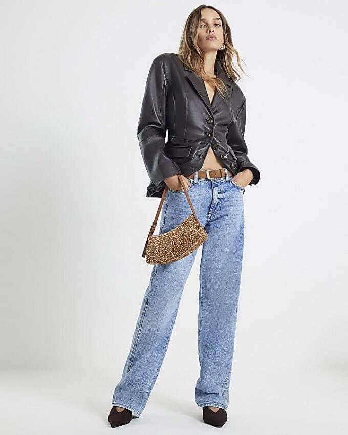 Blå Relaxed Straight Leg-jeans