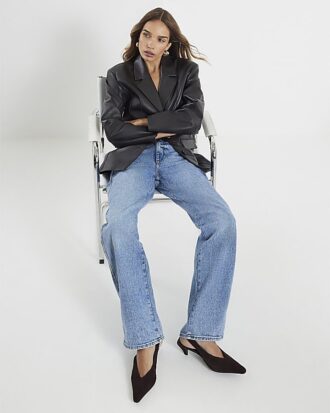 Blå Relaxed Straight Leg-jeans