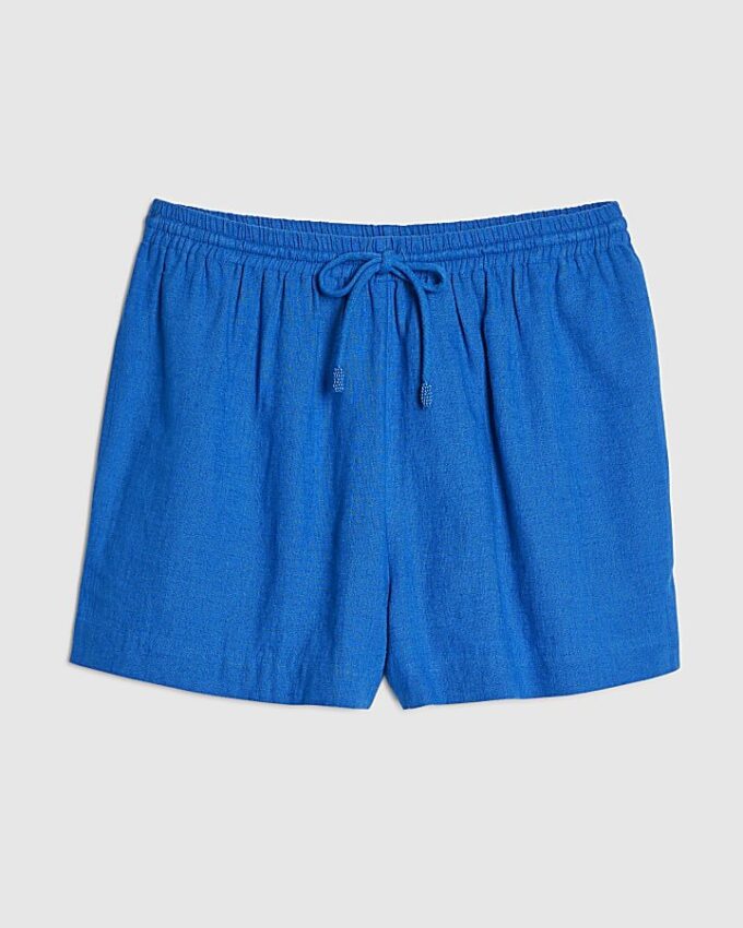 Blå shorts i linneblandning