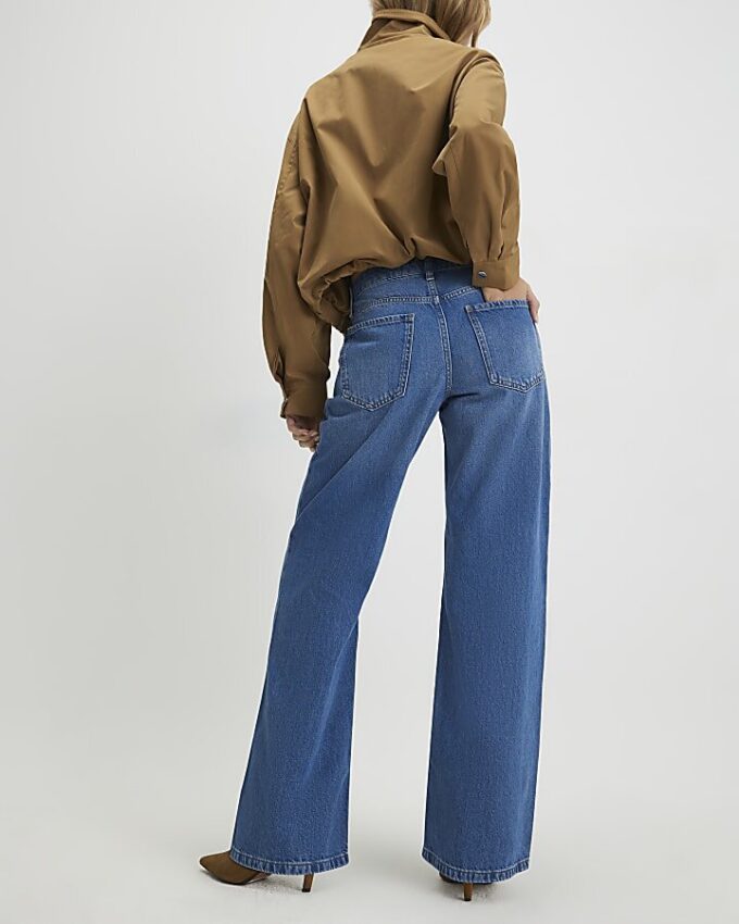 Blå skräddarsydda jeans med vida ben