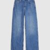 Blå skräddarsydda jeans med vida ben