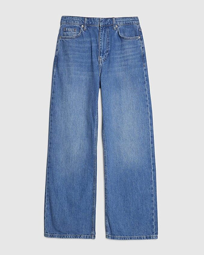 Blå skräddarsydda jeans med vida ben