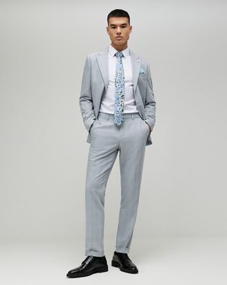 Blå slim fit-byxor med rutmönster