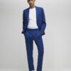 Blå slim fit-kostymbyxor med struktur