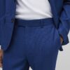 Blå slim fit-kostymbyxor med struktur