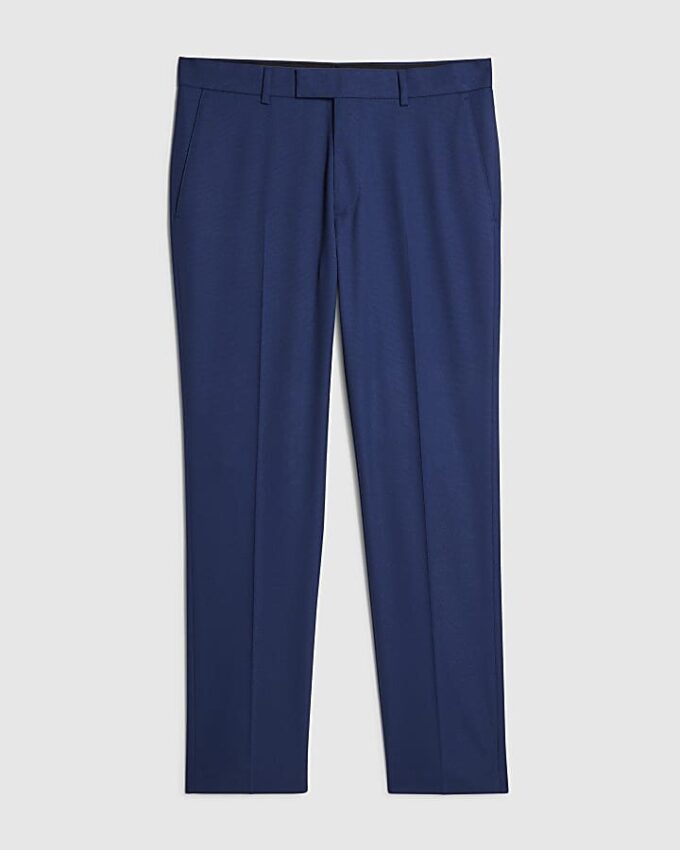 Blå slim fit-kostymbyxor med struktur