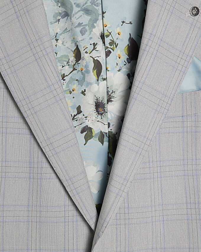 Blå slim fit-kostymjacka med rutmönster Blå slim fit-kostymjacka med rutmönster