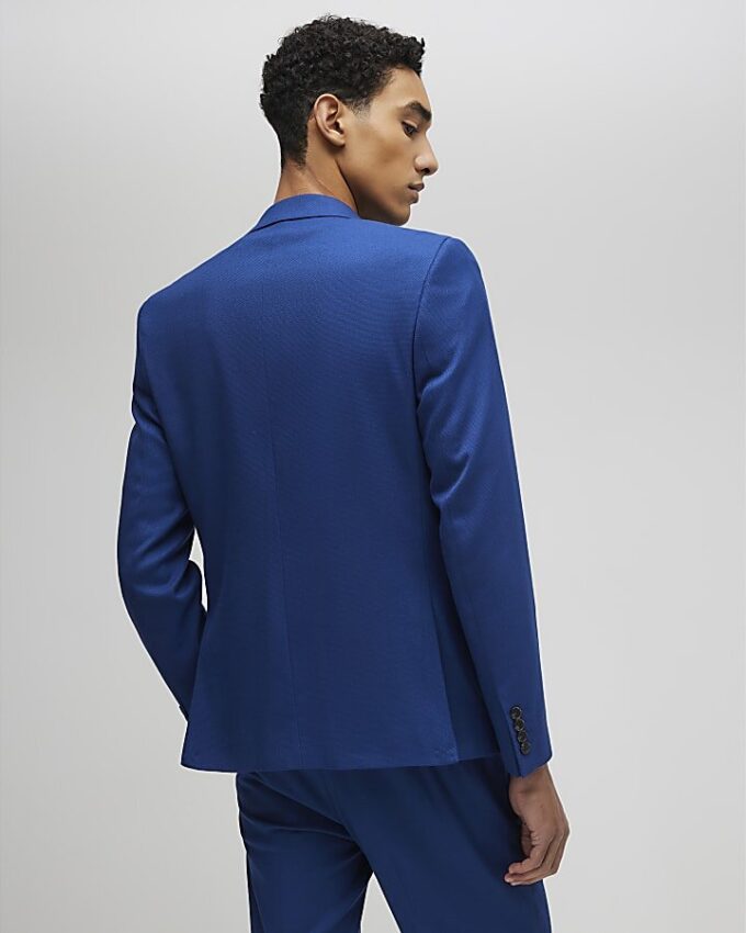 Blå slim fit-kostymjacka med struktur Blå slim fit-kostymjacka med struktur