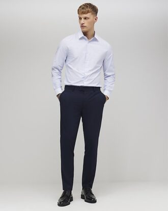 Blå slim fit-skjorta med ränder