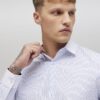 Blå slim fit-skjorta med ränder