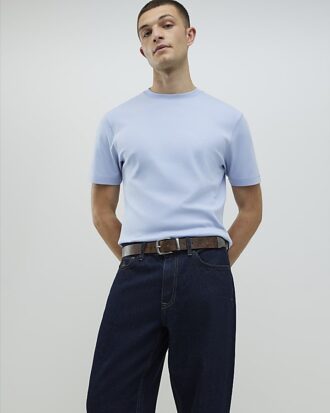 Blå slim fit-T-shirt