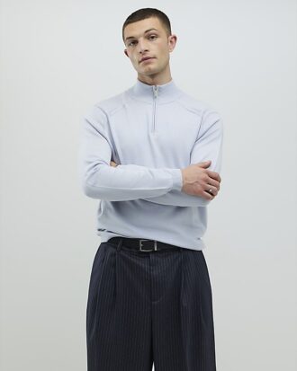 Blå slim fit-tröjor med halv dragkedja