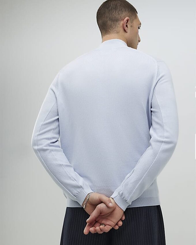 Blå slim fit-tröjor med halv dragkedja
