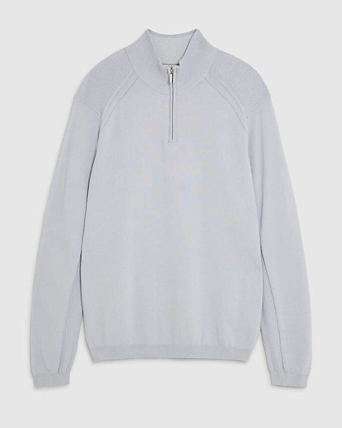 Blå slim fit-tröjor med halv dragkedja