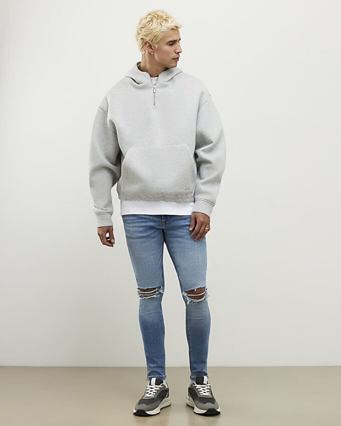 Blå Spray On Rip Jeans Blå Spray On Rip Jeans