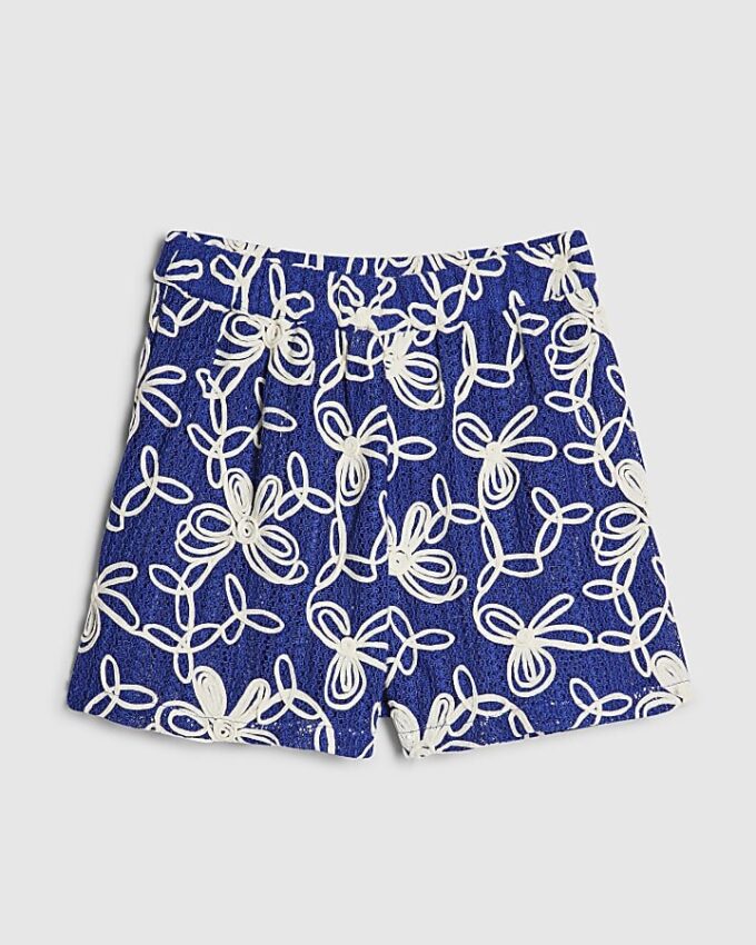 Blå strandshorts med Cornelli-broderi